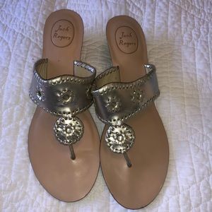 JACK ROGERS brushed gold classic sandal